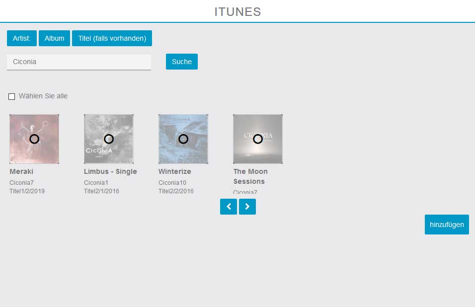 Audio iTunes Alben Suche